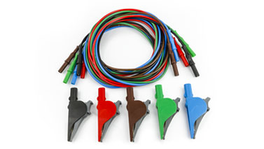 KIT800: SET OF CABLES AND ALLIGATOR CLIPS BLACK-REDGREEN- BLUE-BROWN