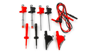 44100: SET OF 2 4MM BANANA-BANANA CABLES, 2 LEADS 402-IECN+R, 2 ALLIGATOR CLIPS 6009-IECN+R + 2 LONG CLAMP TERMINALS AND A SET OF ALLIGATOR CLIPS KITMPPDCC