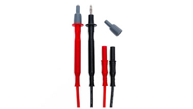 4312-2: PAIR OF LEADS WITH 4MM TIP AND RED/BLACK PROTECTION AND STRAIGHT BANANA CONNECTOR