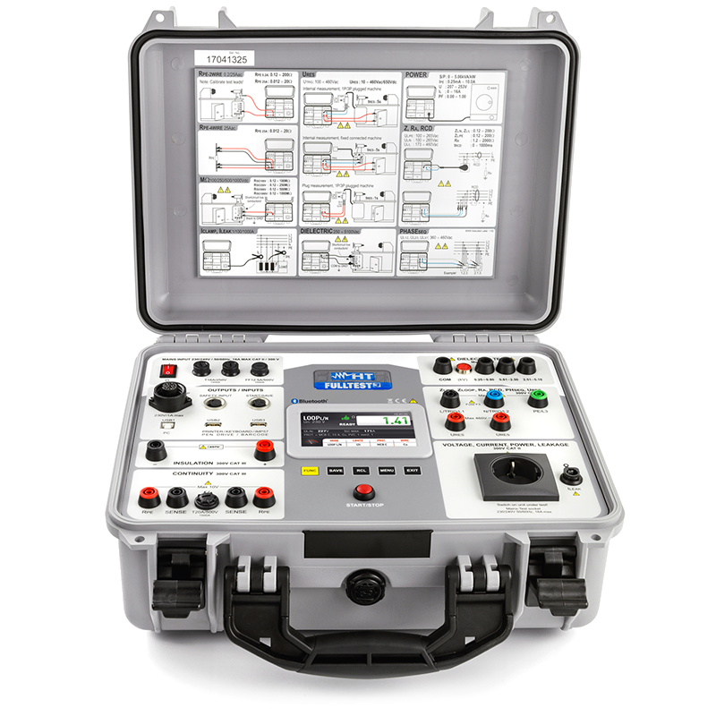 Instrumento multi-função para verificações de segurança em máquinas e quadros elétricos de acordo om IEC/EN60204-1:2006 e IEC/EN61439-1