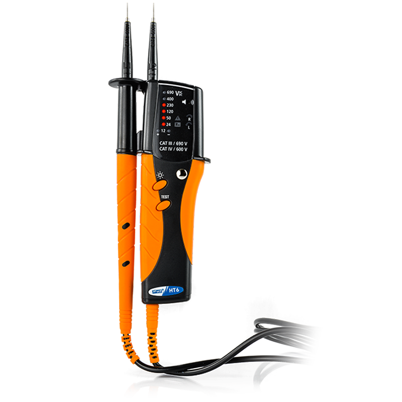 2-pole multifunction tester with LED indications and LED torch